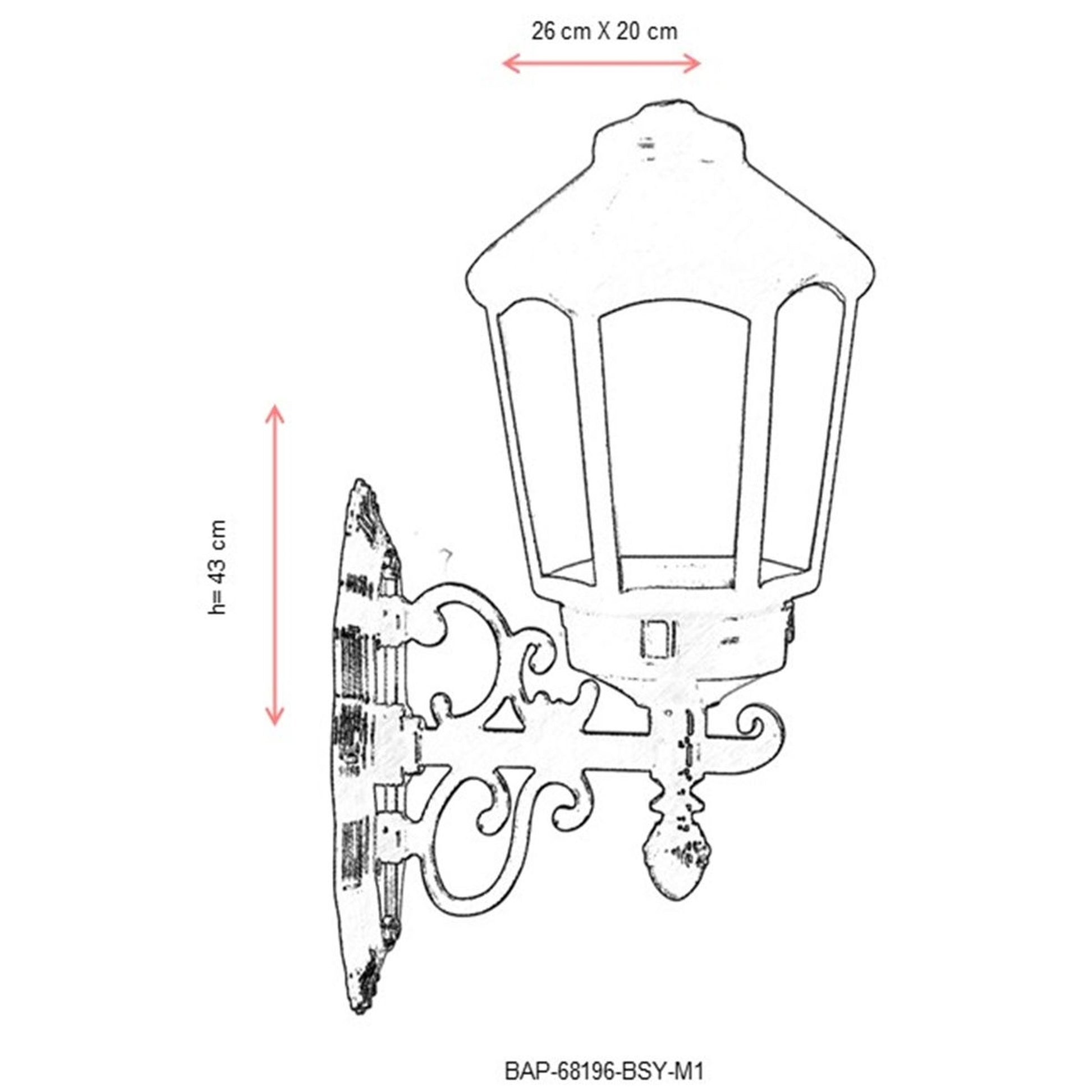 Aplique De Pared Diamante Para Exterior, Abs , Negro, 26x20x43, Casquillo E 27 Max 60 W_2