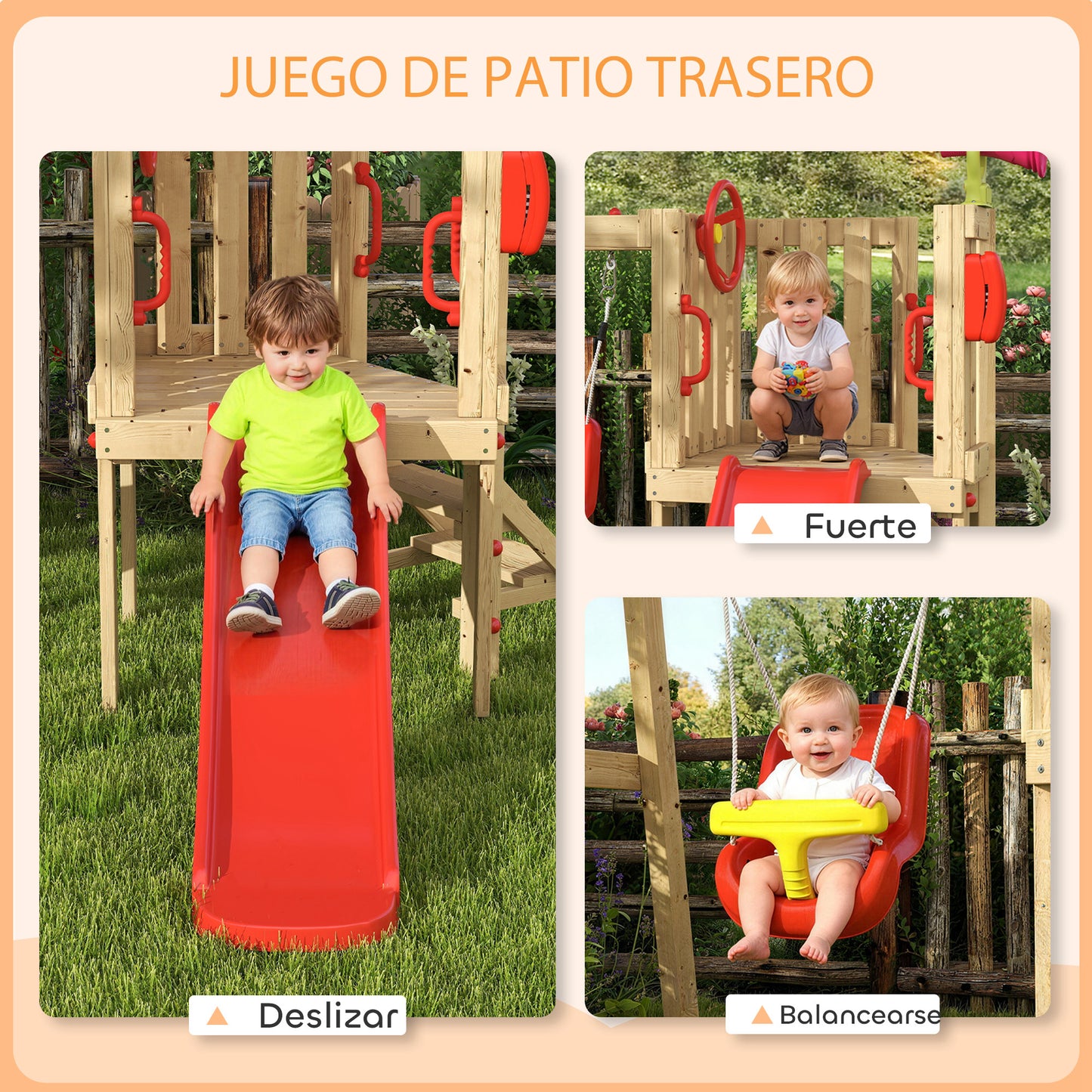 Outsunny Columpio Y Tobogán Infantil_3