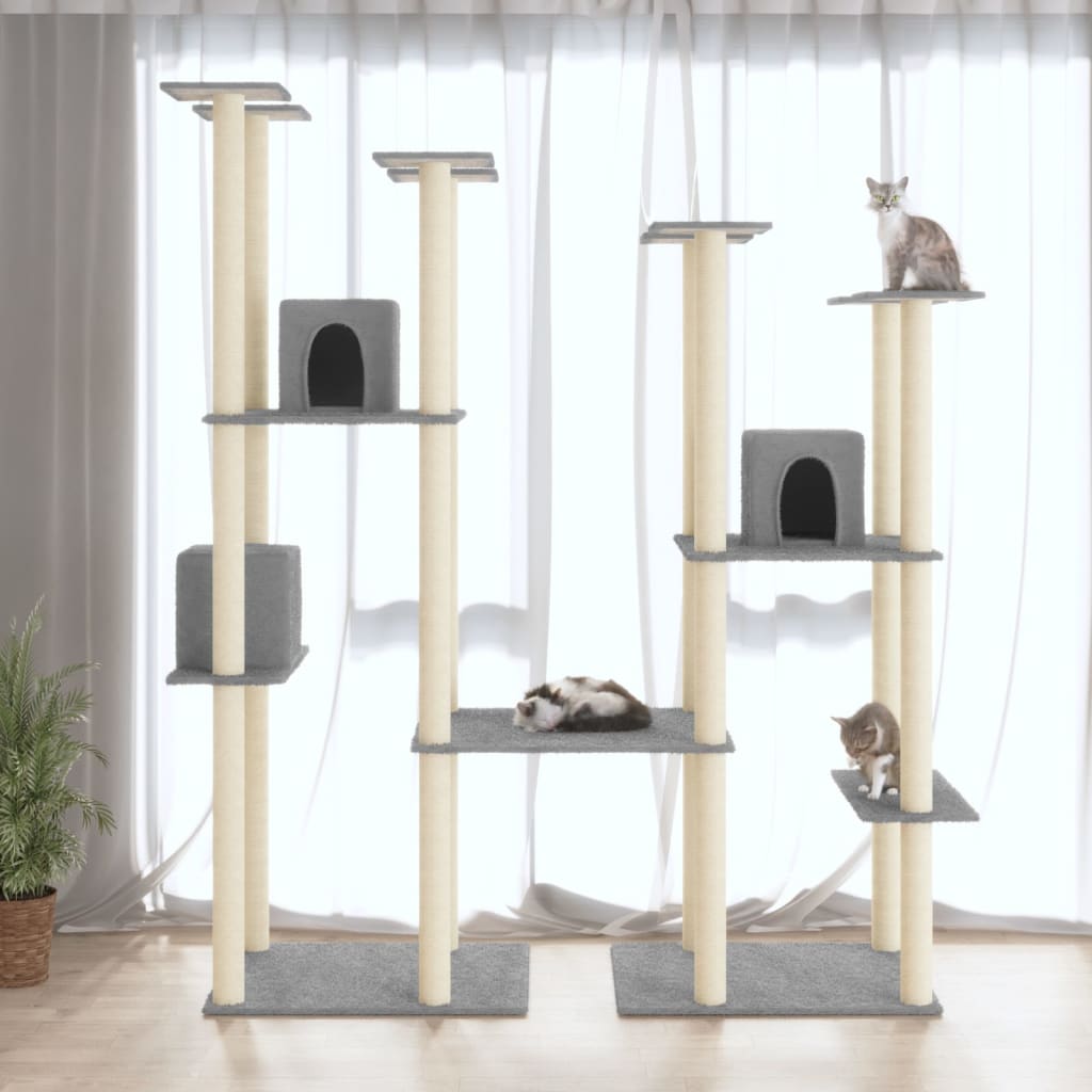 Rascador Para Gatos Con Postes De Sisal Gris Claro 174 Cm_1
