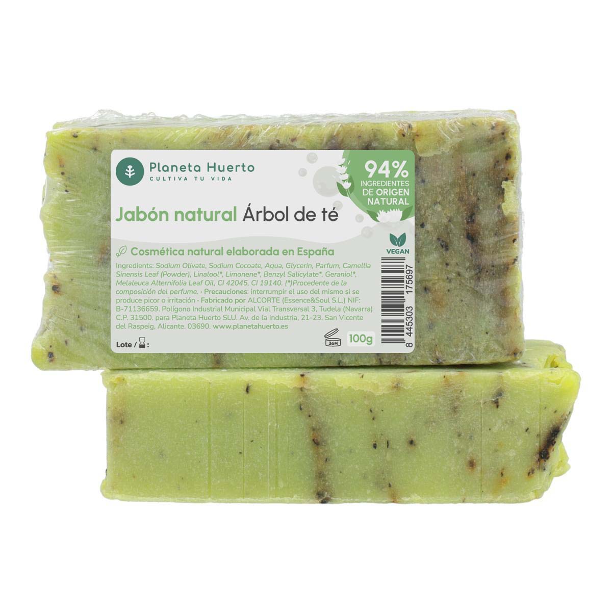 Jabón natural a base de aceite de oliva y árbol del té Planeta Huerto 100 g