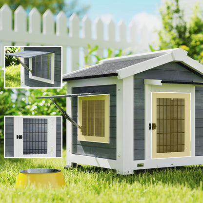 Pawhut Caseta Para Perros Exterior De Madera Con Techo Asfático Suelo Extraíble_3