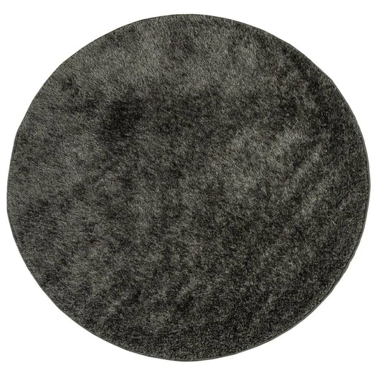 Vidaxl Alfombra Pelo Largo Aspecto Brillante Istan Antracita Ø 80 Cm_0