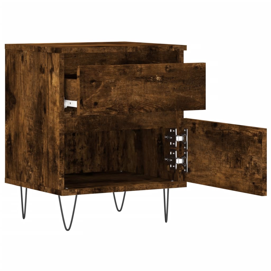 Mesita De Noche Madera De Ingeniería Roble Ahumado 40x35x50 Cm_4
