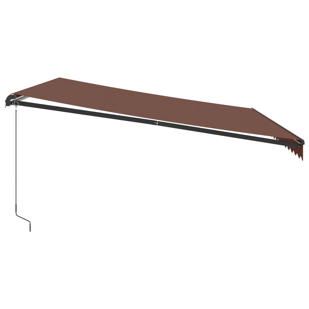 Toldo Retráctil Manual Con Luces Led Marrón 450x350 Cm_4