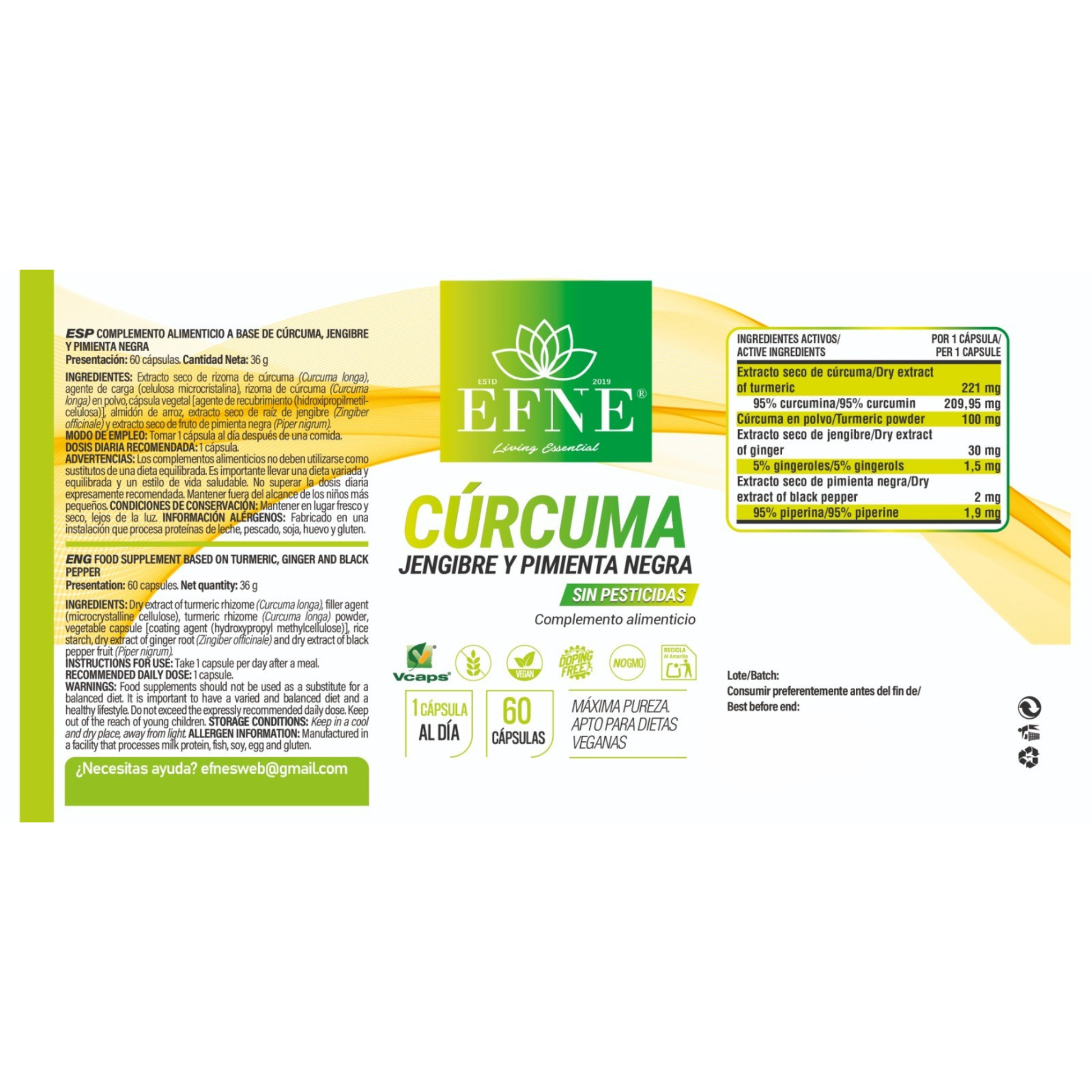 Cúrcuma + Jengibre + Pimienta Negra Efne — 60 Cápsulas_3