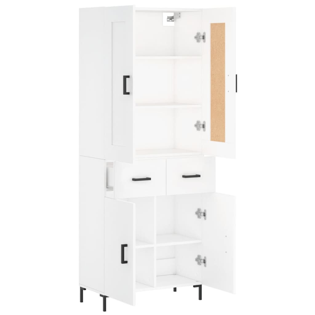Aparador Alto Madera Contrachapada Blanco 69,5x34x180 Cm_3