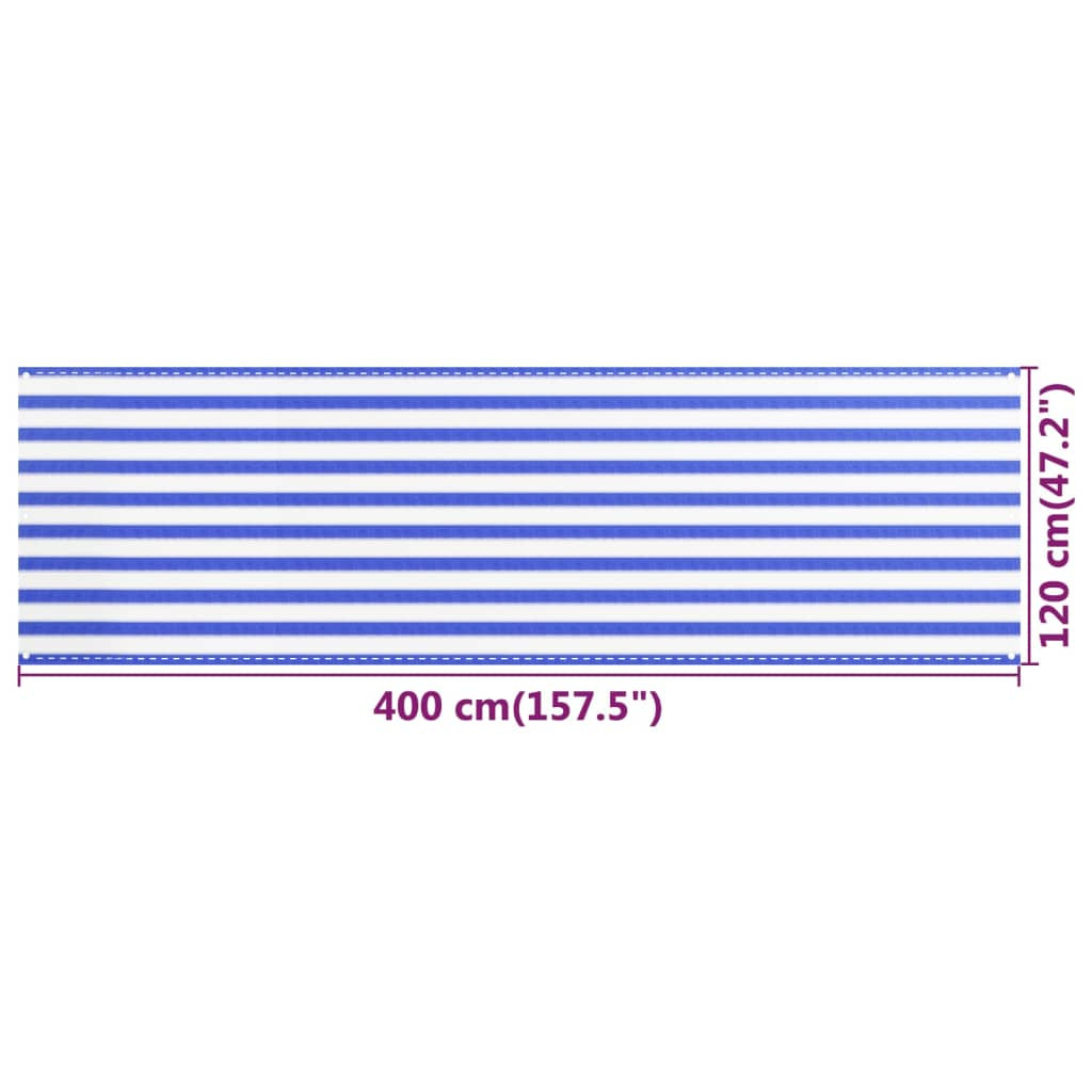 Vidaxl Toldo Para Balcón Hdpe Azul Y Blanco 120x400 Cm_2