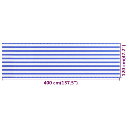 Vidaxl Toldo Para Balcón Hdpe Azul Y Blanco 120x400 Cm_2