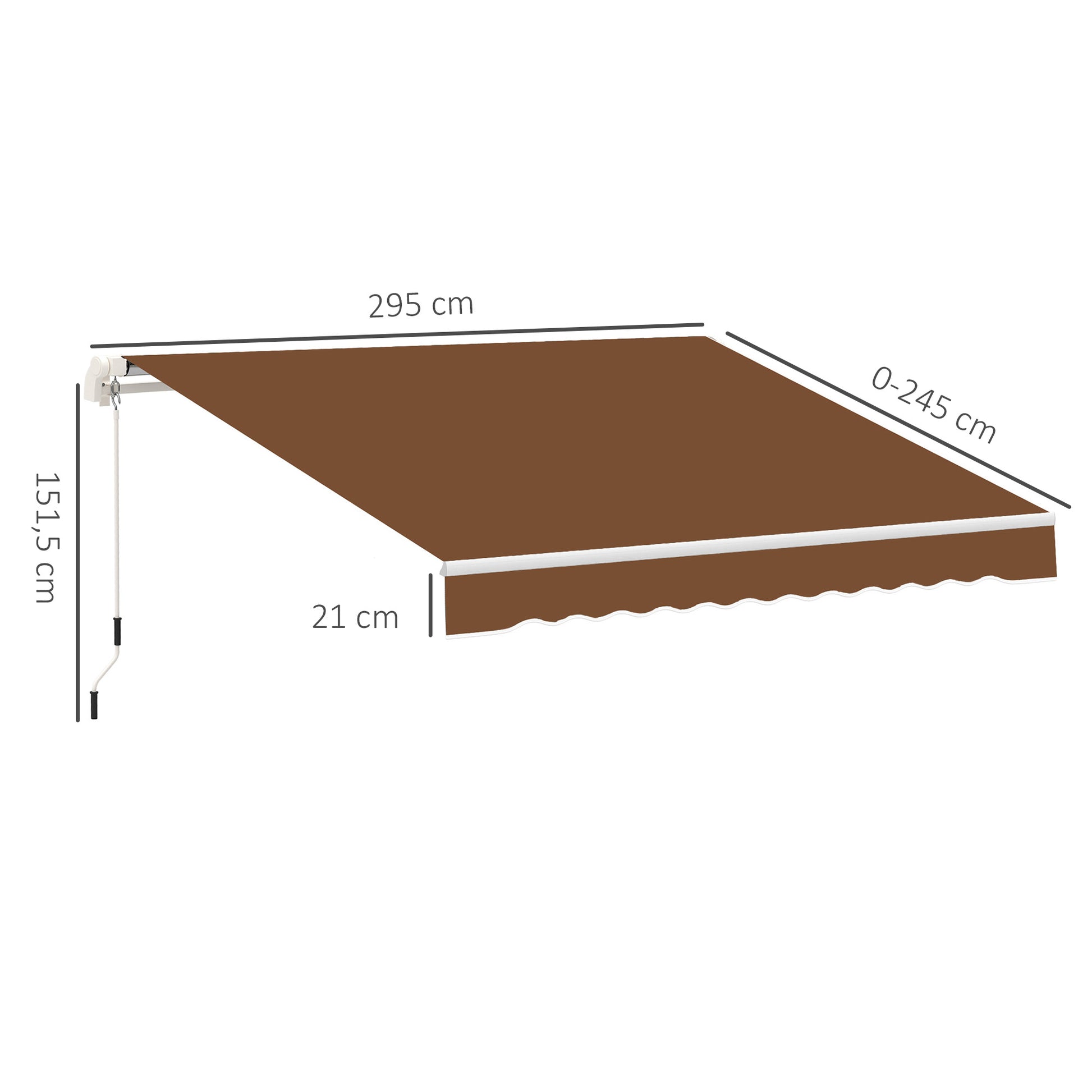 Outsunny Toldo Manual Retráctil Plegable Con Manivela Exterior 295x245 Cm Café_2