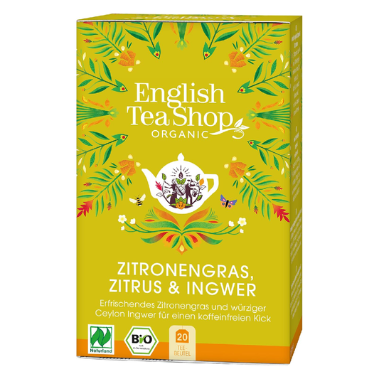 Infusión de Hoja de Limón, Naranja, Jengibre y Mandarina English Tea Shop 20 bolsitas