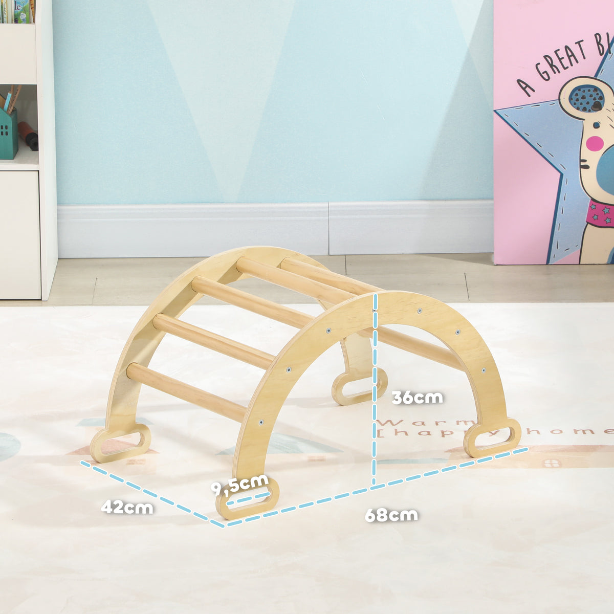 Escalador Para Niños Aiyaplay Tablero Multicapa De Pino Madera Natural 68x42x36 Cm_2