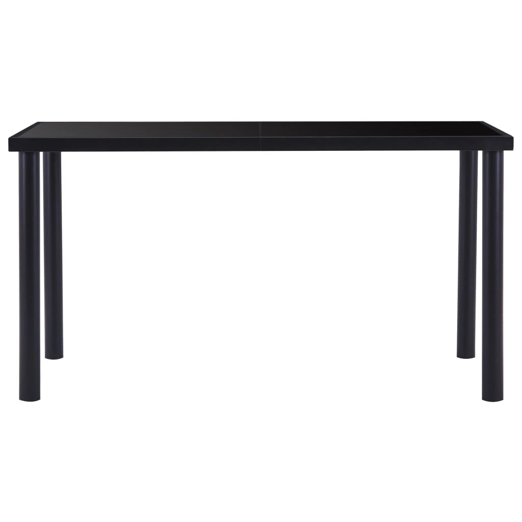 Mesa De Comedor De Vidrio Templado Negro 140x70x75 Cm_0