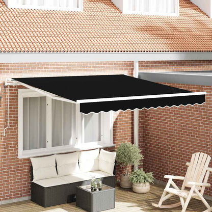 Toldo Retráctil Negro 350 X 250 Cm Tela Y Aluminio_1
