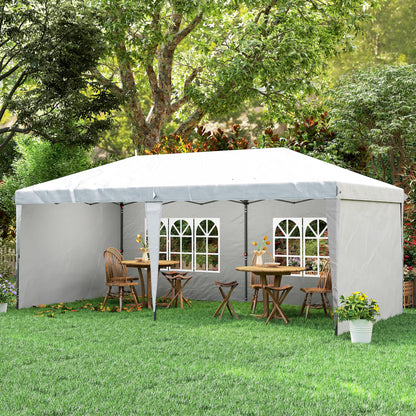 Outsunny Carpa Plegable 6x3 M Con 4 Laterales Desmontables 2 Ventanas Blanco_4
