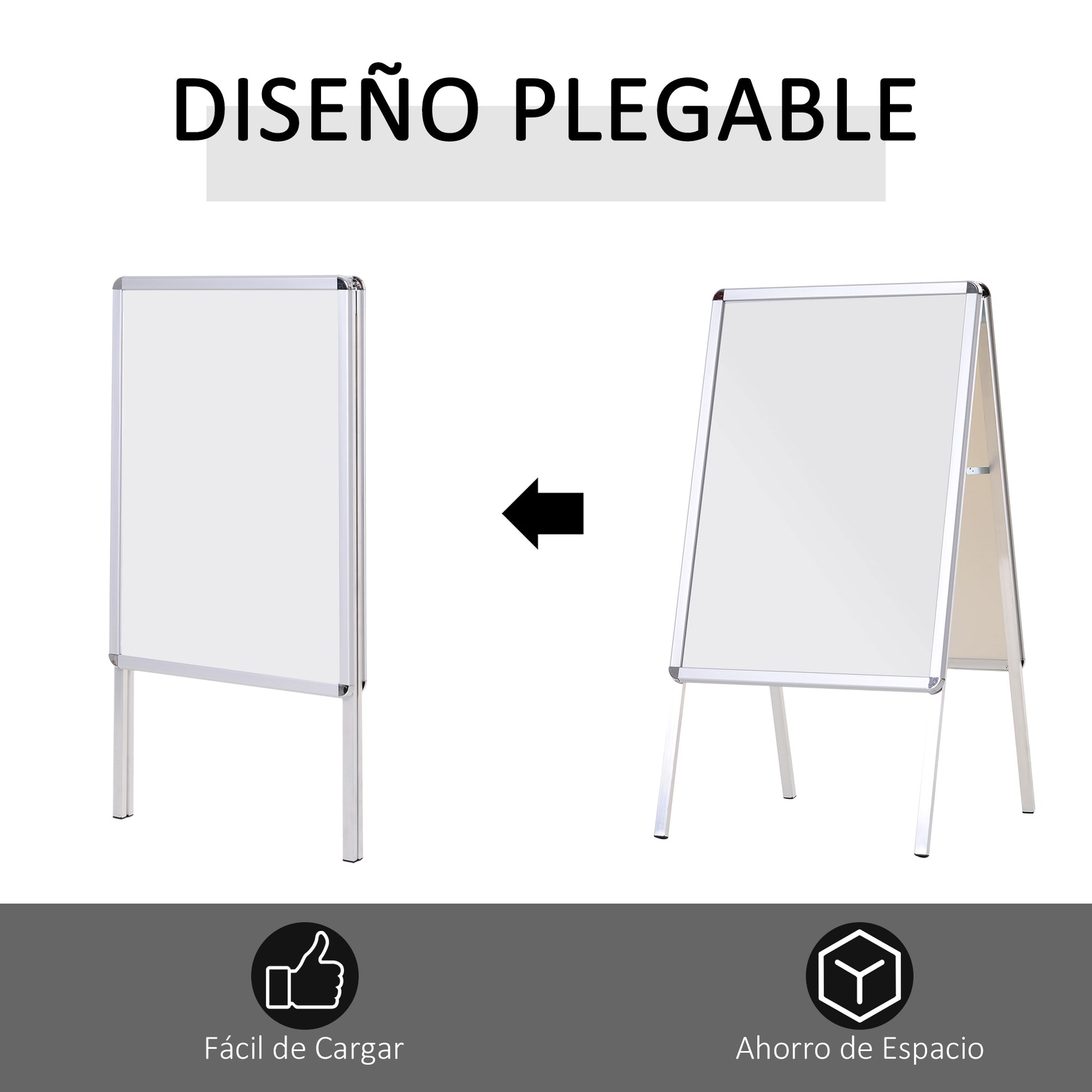 Homcom Panel Publicitario Din A1 Plegable Doble Cara De Aluminio 64x88 Cm_5