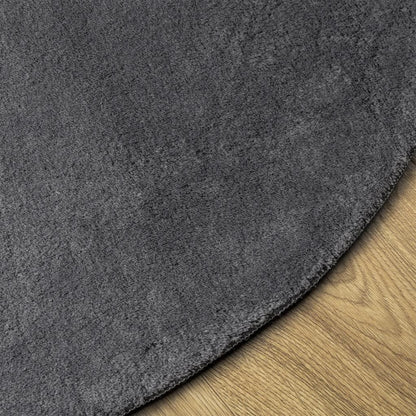 Vidaxl Alfombra De Pelo Corto Suave Lavable Huarte Antracita Ø 80 Cm_3