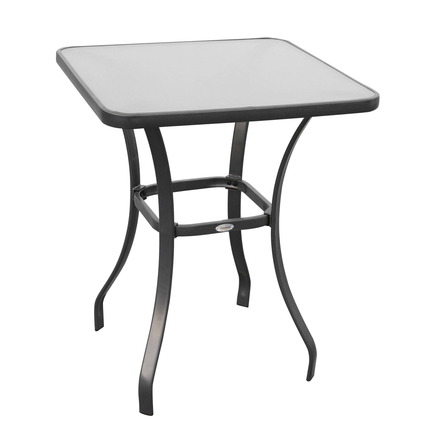 Outsunny Mesa Auxiliar De Cristal Templado Cuadrada Para Balcón Negro_0