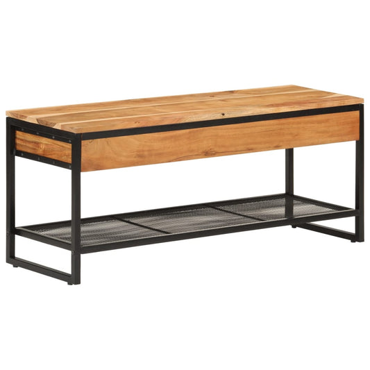 Banco Zapatero De Madera Maciza De Acacia Y Hierro 110x35x45 Cm / Vetonek_0