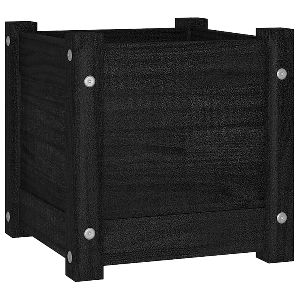 Jardineras 2 Uds Madera Maciza De Pino Negra 31x31x31 Cm_3