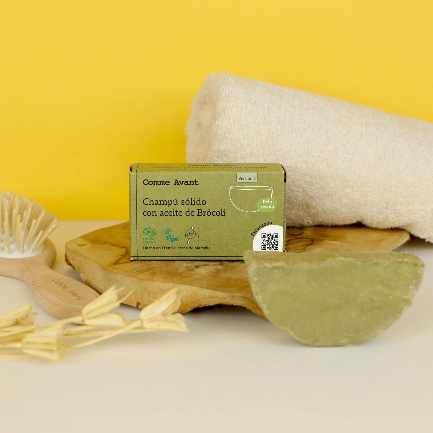 Champú sólido con aceite de brócoli (cabello teñido y rizado) Comme Avant 70 g