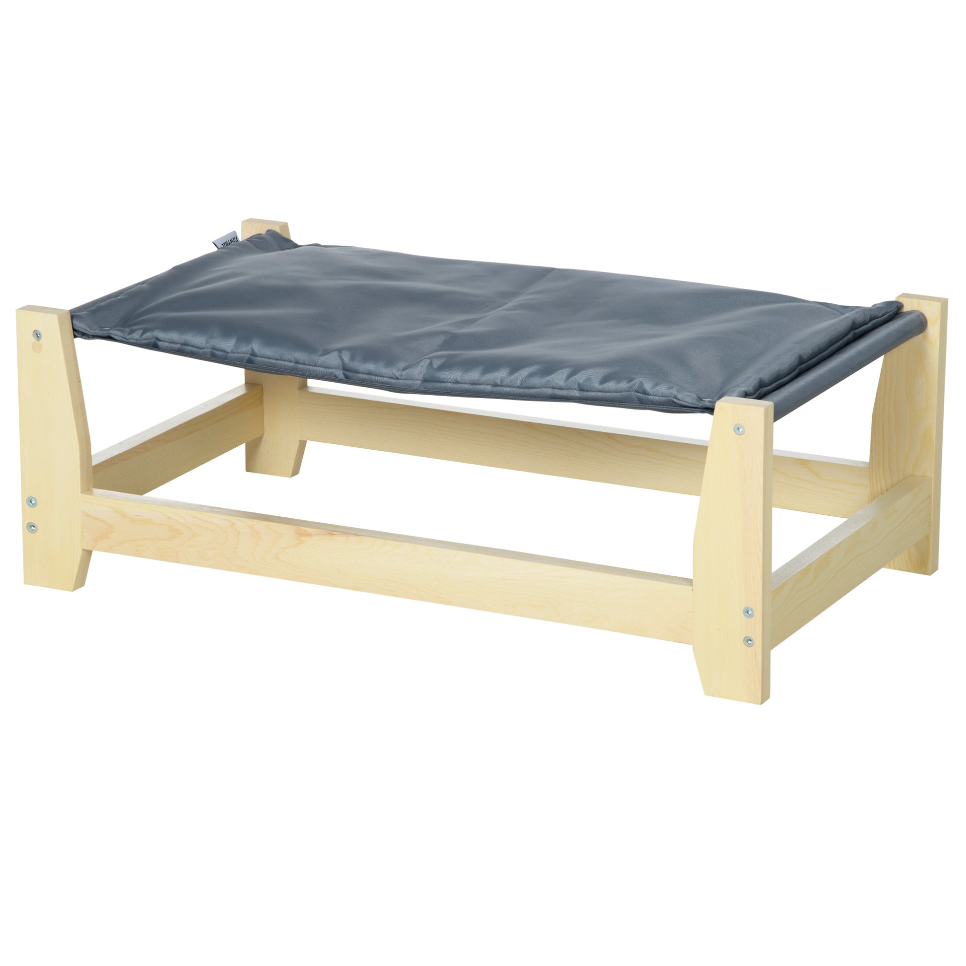 Pawhut Cama Elevada Para Perros Con Cojín Lavable Tela Oxford 70x40x25 Cm Gris_0