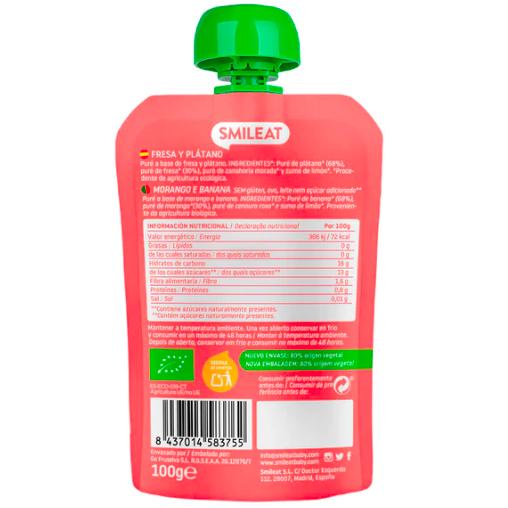 Pack 10 uds Pouch ECO Fresa y Plátano Smileat 100 g