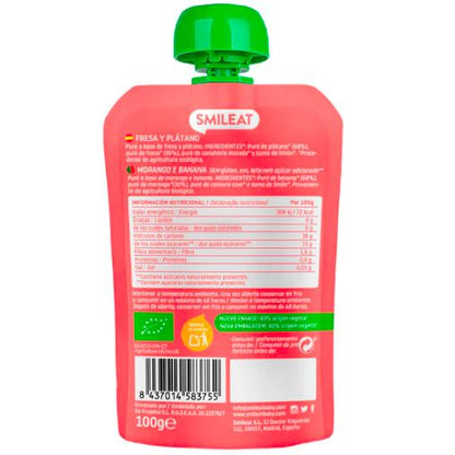 Pack 10 uds Pouch ECO Fresa y Plátano Smileat 100 g