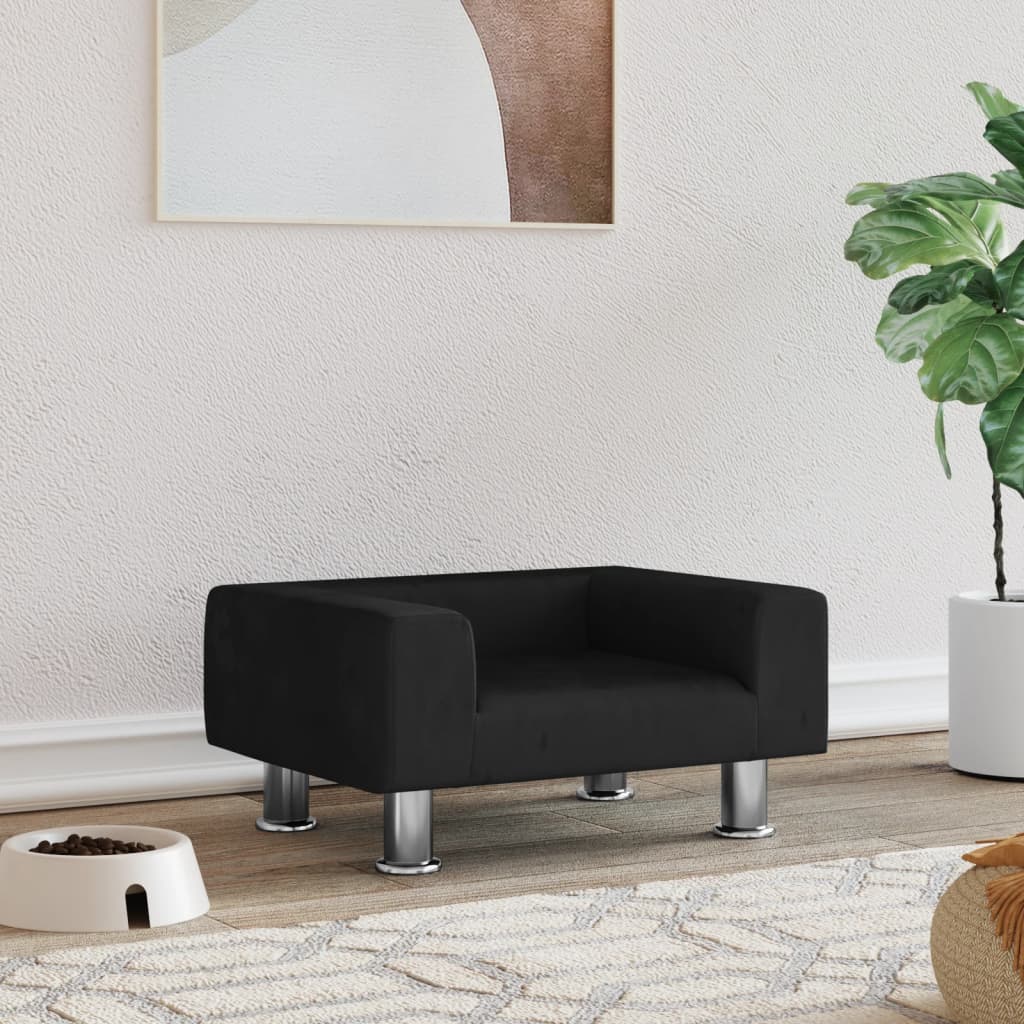Cama Para Perros De Terciopelo Negra 50x40x26,5 Cm / Vetonek_3