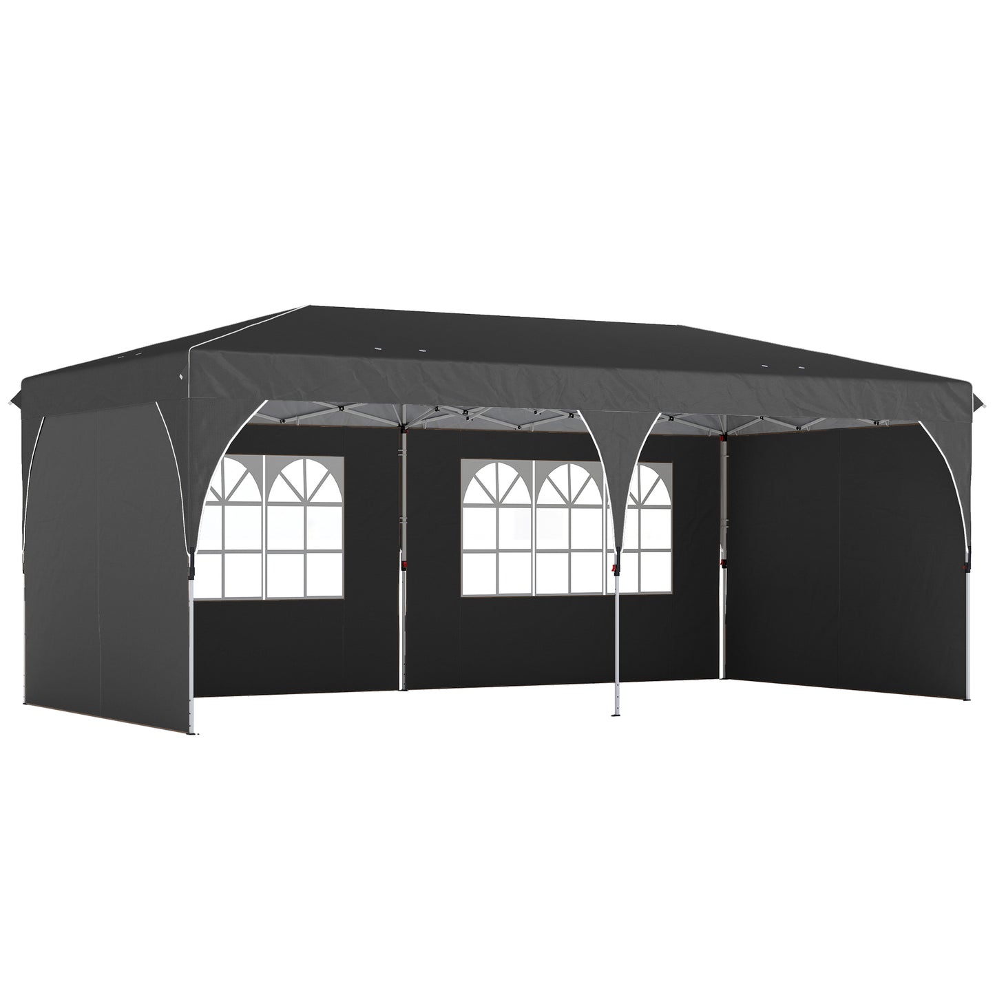 Outsunny Carpa Plegable 6x3 M Con Montaje Rápido Y Tiras Reflectantes Gris_0
