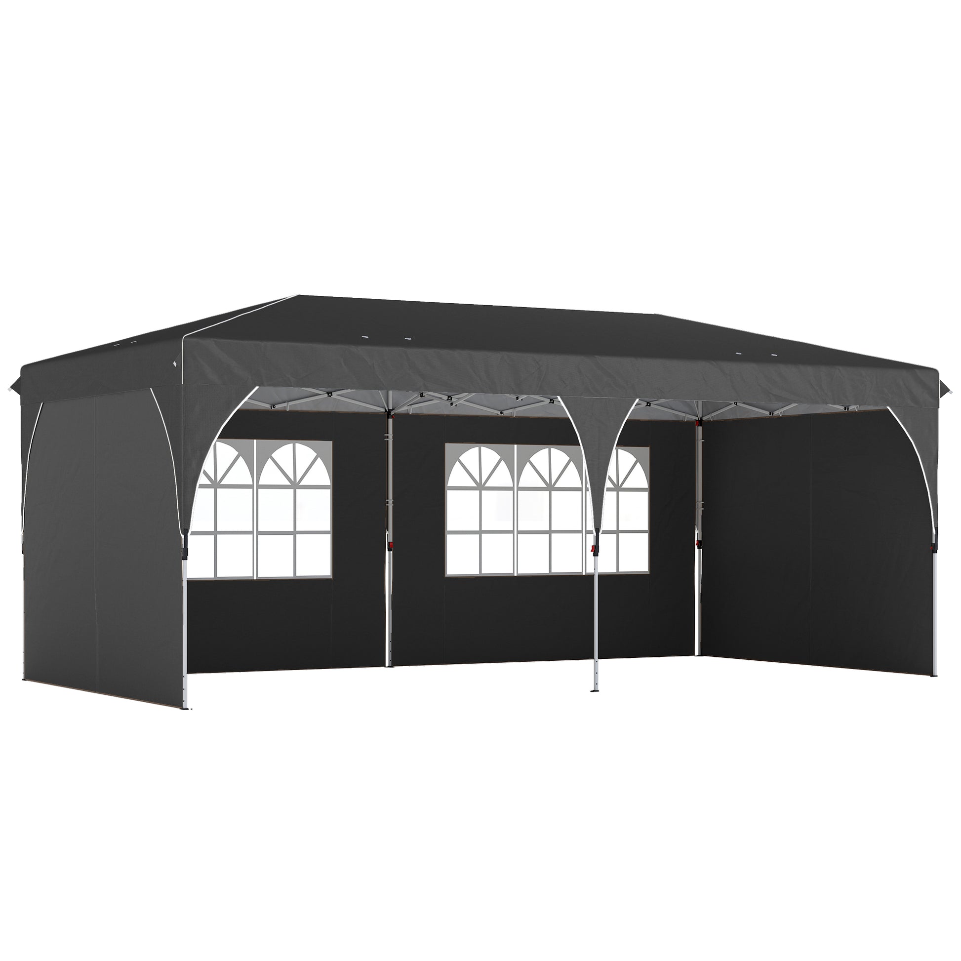 Outsunny Carpa Plegable 6x3 M Con Montaje Rápido Y Tiras Reflectantes Gris_0