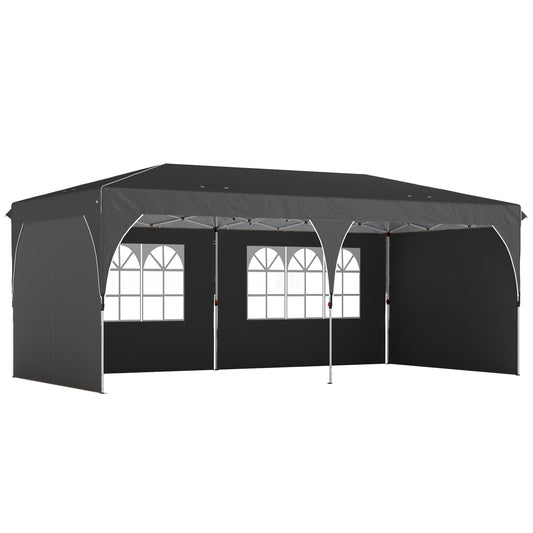 Outsunny Carpa Plegable 6x3 M Con Montaje Rápido Y Tiras Reflectantes Gris_0