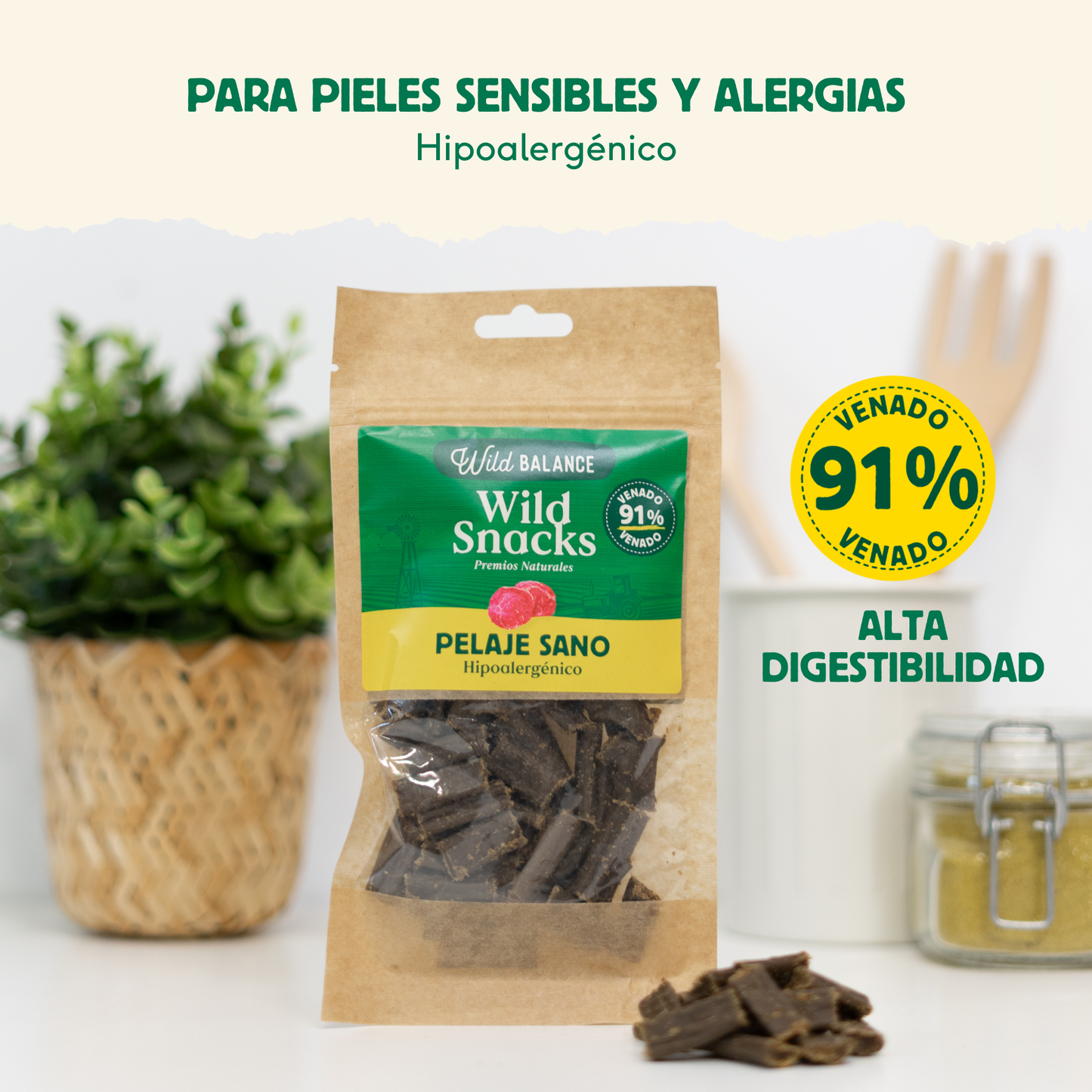 Wild Snacks Pelaje Sano Hipoalergénico Wild Balance