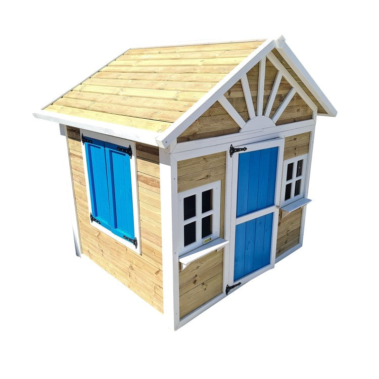 Casita Infantil De Madera Por Paneles Masgames Visby Azul._5