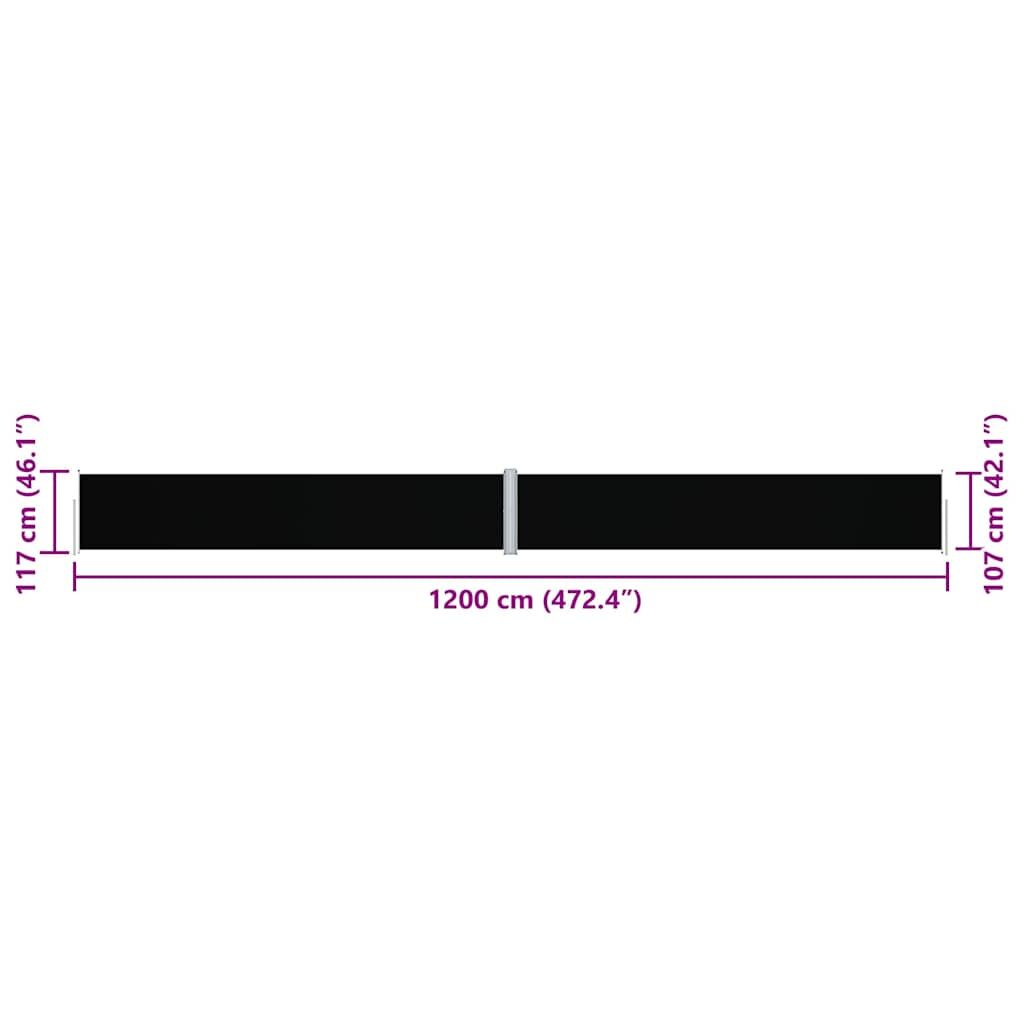 Vidaxl Toldo Lateral Retráctil Negro 117x1200 Cm_2
