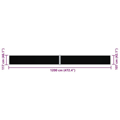Vidaxl Toldo Lateral Retráctil Negro 117x1200 Cm_2