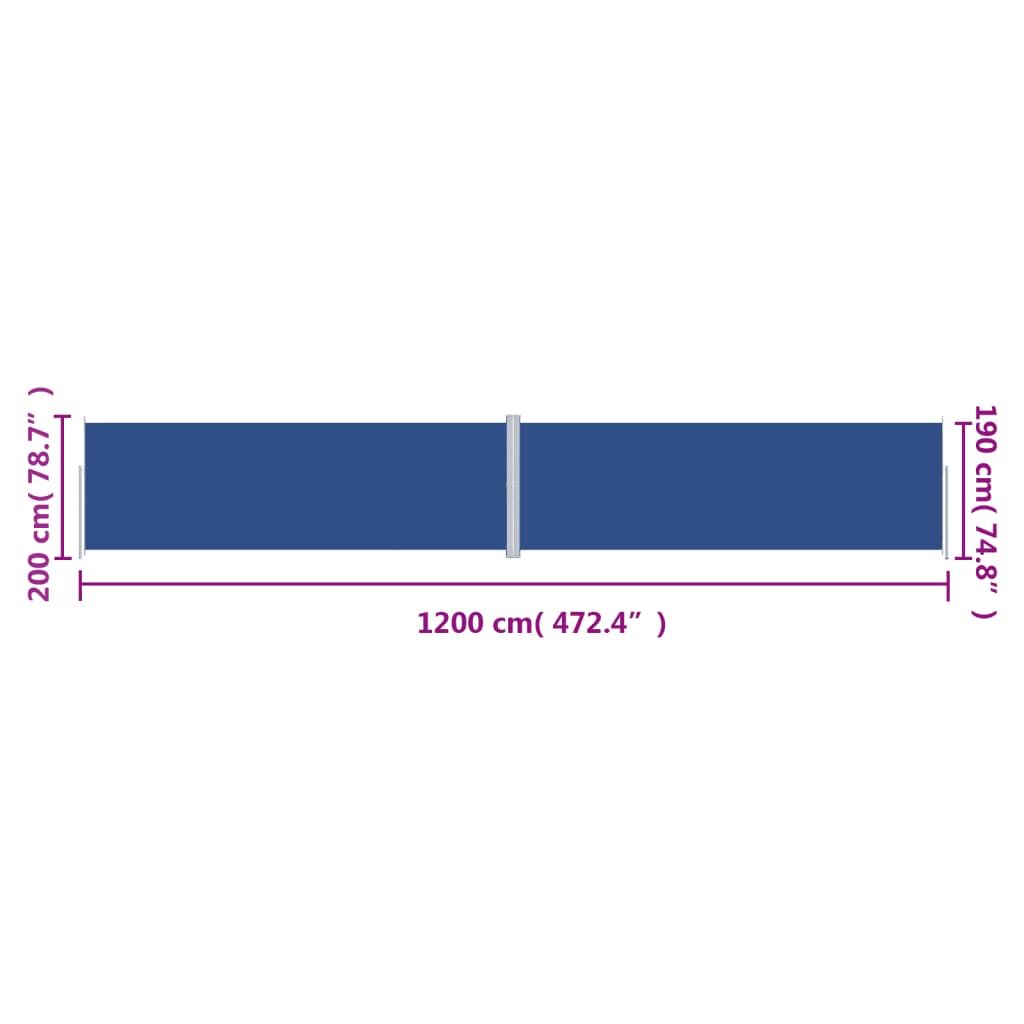 Vidaxl Toldo Lateral Retráctil Azul 200x1200 Cm_2