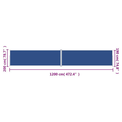 Vidaxl Toldo Lateral Retráctil Azul 200x1200 Cm_2