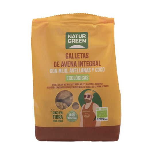 Galleta de Avena Integral con mijo, avellanas y coco Bio NaturGreen 140 g