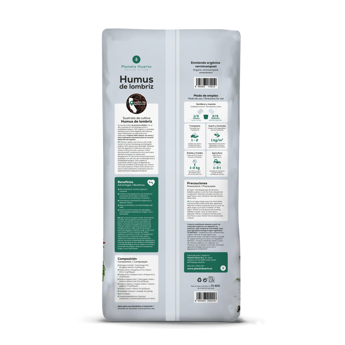 Pack 3x Humus de Lombriz 100% Natural Planeta Huerto 42 L
