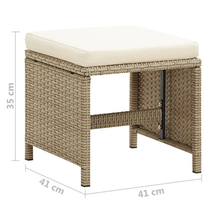 Vidaxl Taburetes De Jardín 2 Uds Con Cojines Ratán Sintético Beige_2