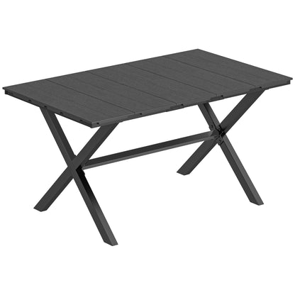 Outsunny Mesa De Comedor De Jardín Rectangular Con Encimera De Hdpe Negro_0