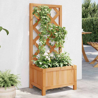 Jardinera Con Enrejado Marrón 40x30x90 Cm Madera Maciza De Abeto_1