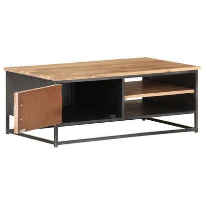Mesa De Centro De Madera Maciza De Acacia 90x50x35 Cm_1