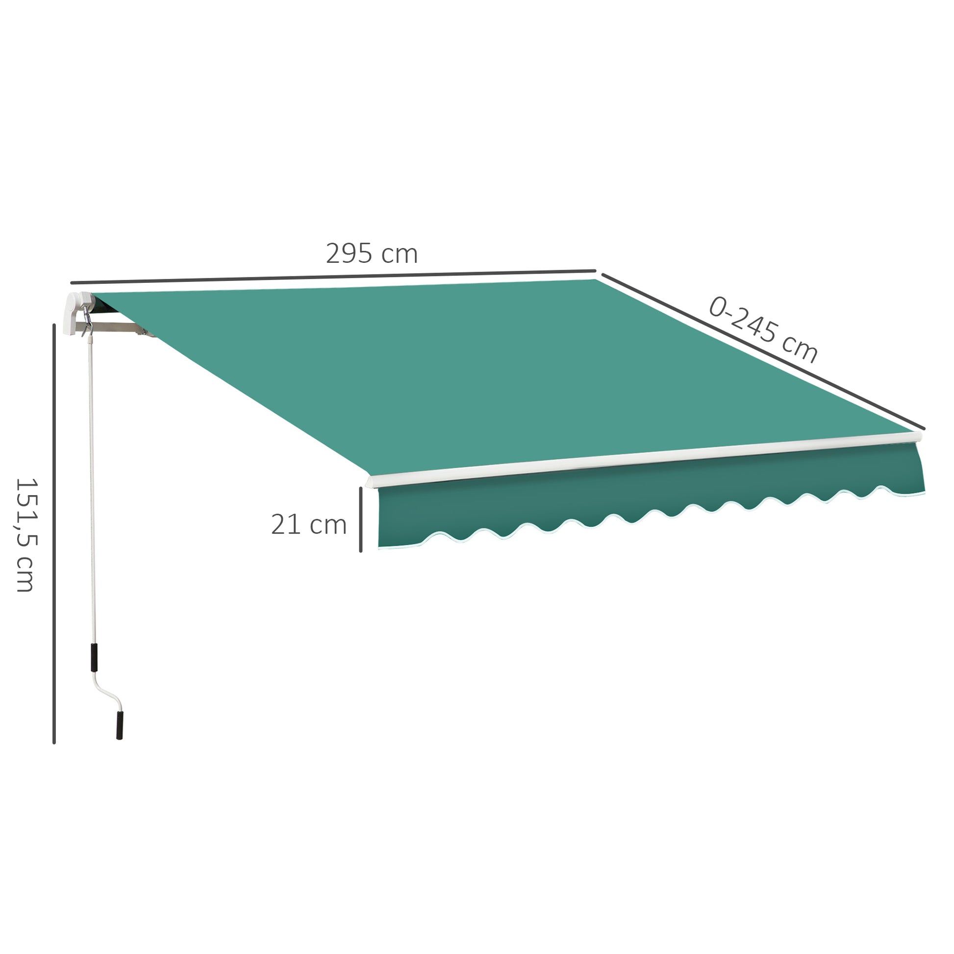Outsunny Toldo Manual Retráctil Plegable Con Manivela Exterior 295x245 Cm Verde_2