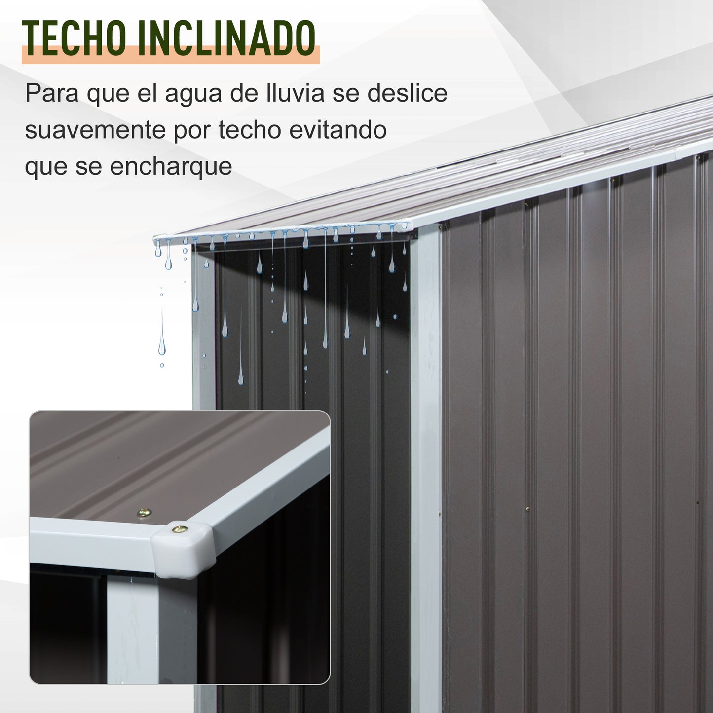 Outsunny Casetilla Para Leña Acero Galvanizado Jardín Techo Inclinado_4