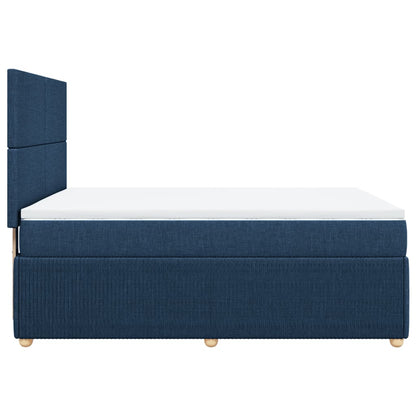 Cama Box Spring Con Colchón Tela Azul 140x190 Cm / Vetonek_2