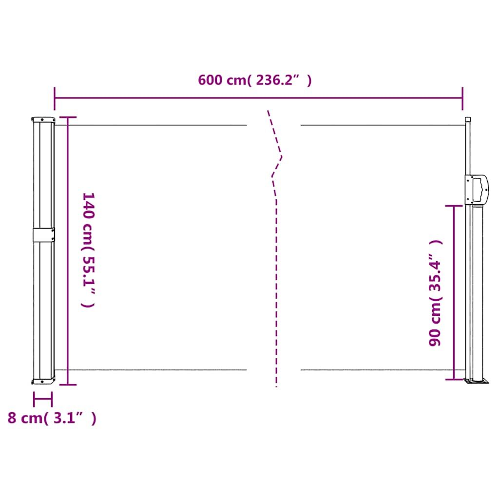 Vidaxl Toldo Lateral Retráctil Negro 140x600 Cm_2