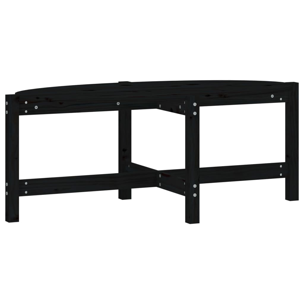 Mesa De Centro De Madera Maciza De Pino Negro 118x63x45 Cm_0