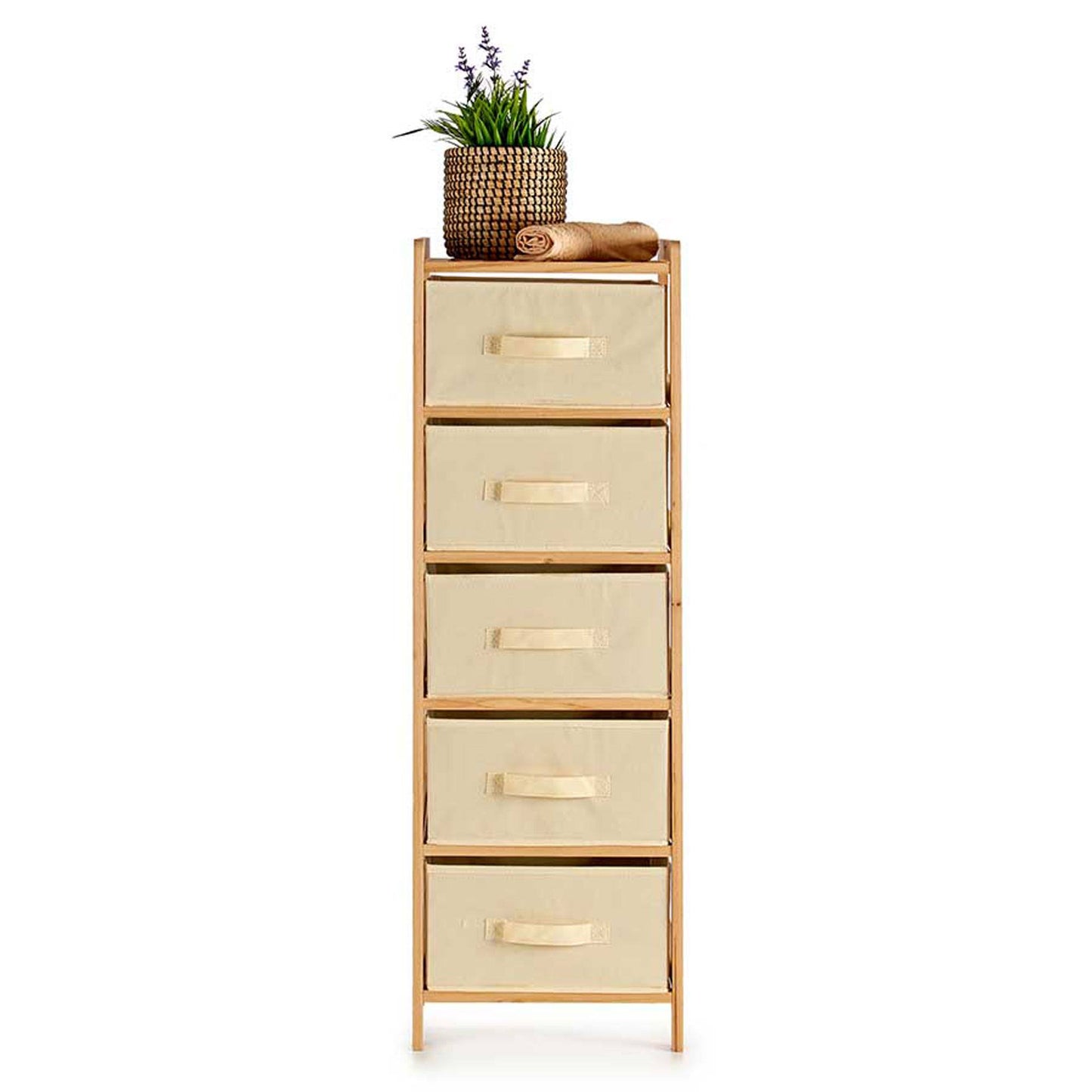 Mueble Ancho 5 Cajones Color Crema - Colección Kipit