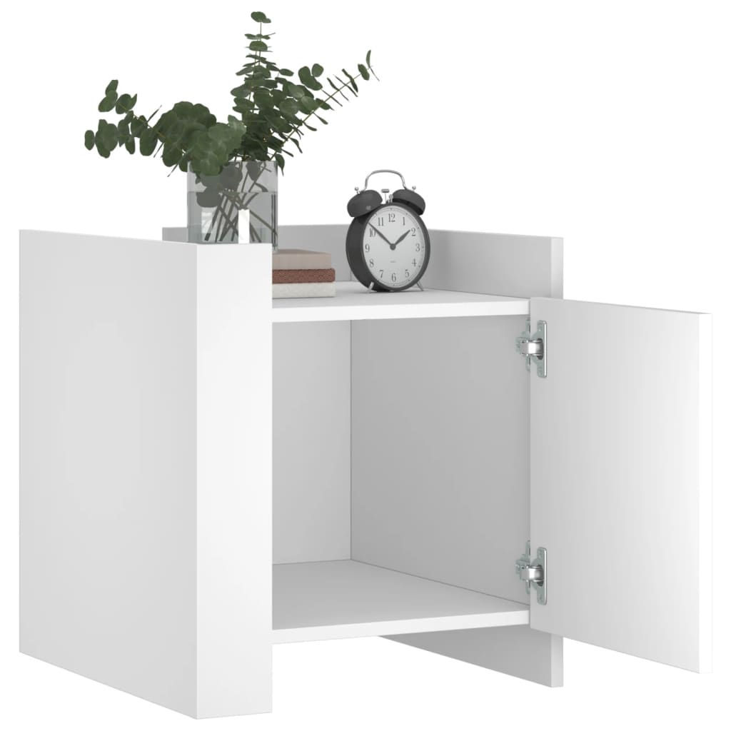 Mesita De Noche Madera De Ingeniería Blanco 45x50x50 Cm_1